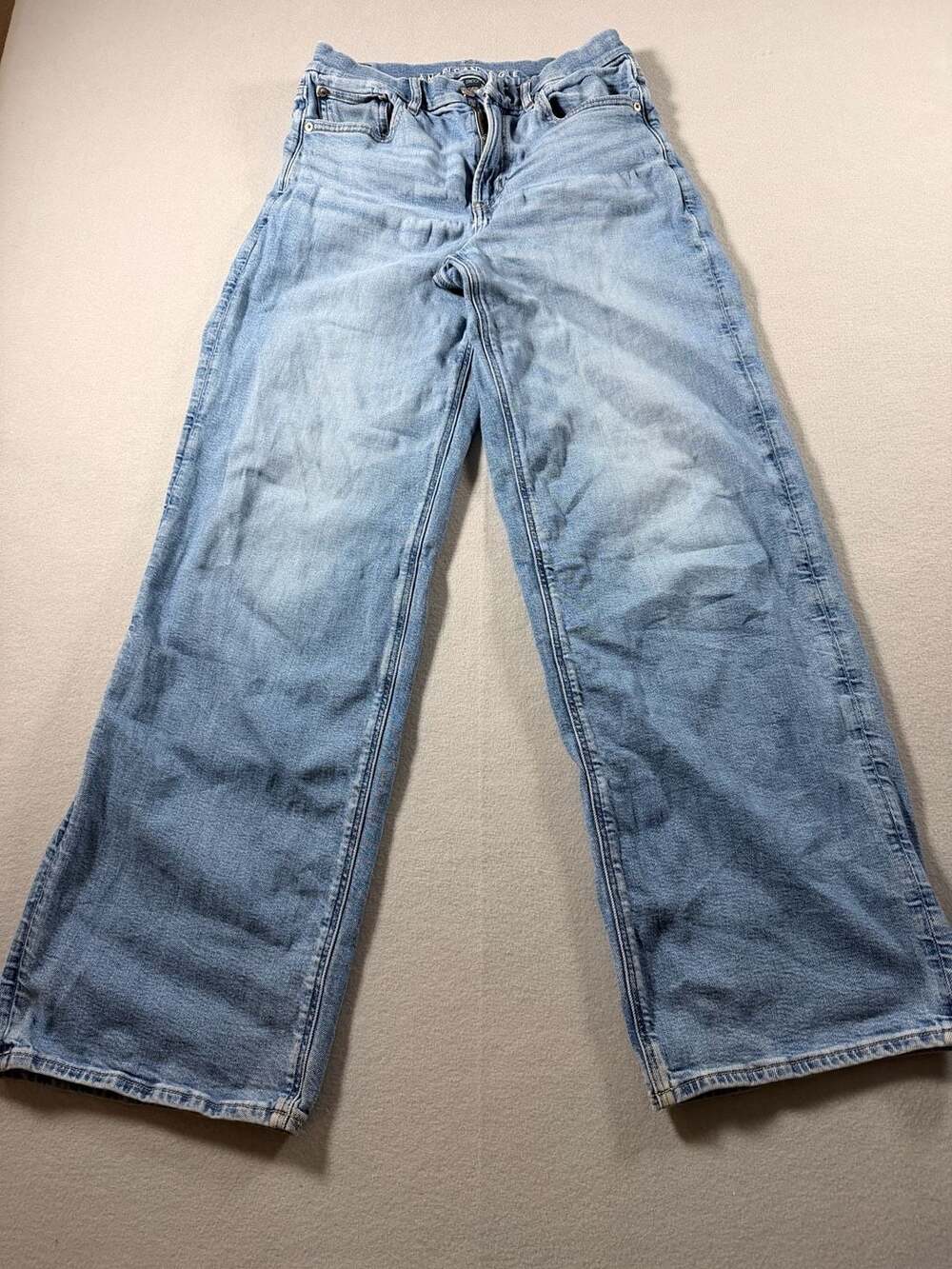 American Eagle Women's Light Wash Wide Leg Denim Jeans - Picture 1 of 8